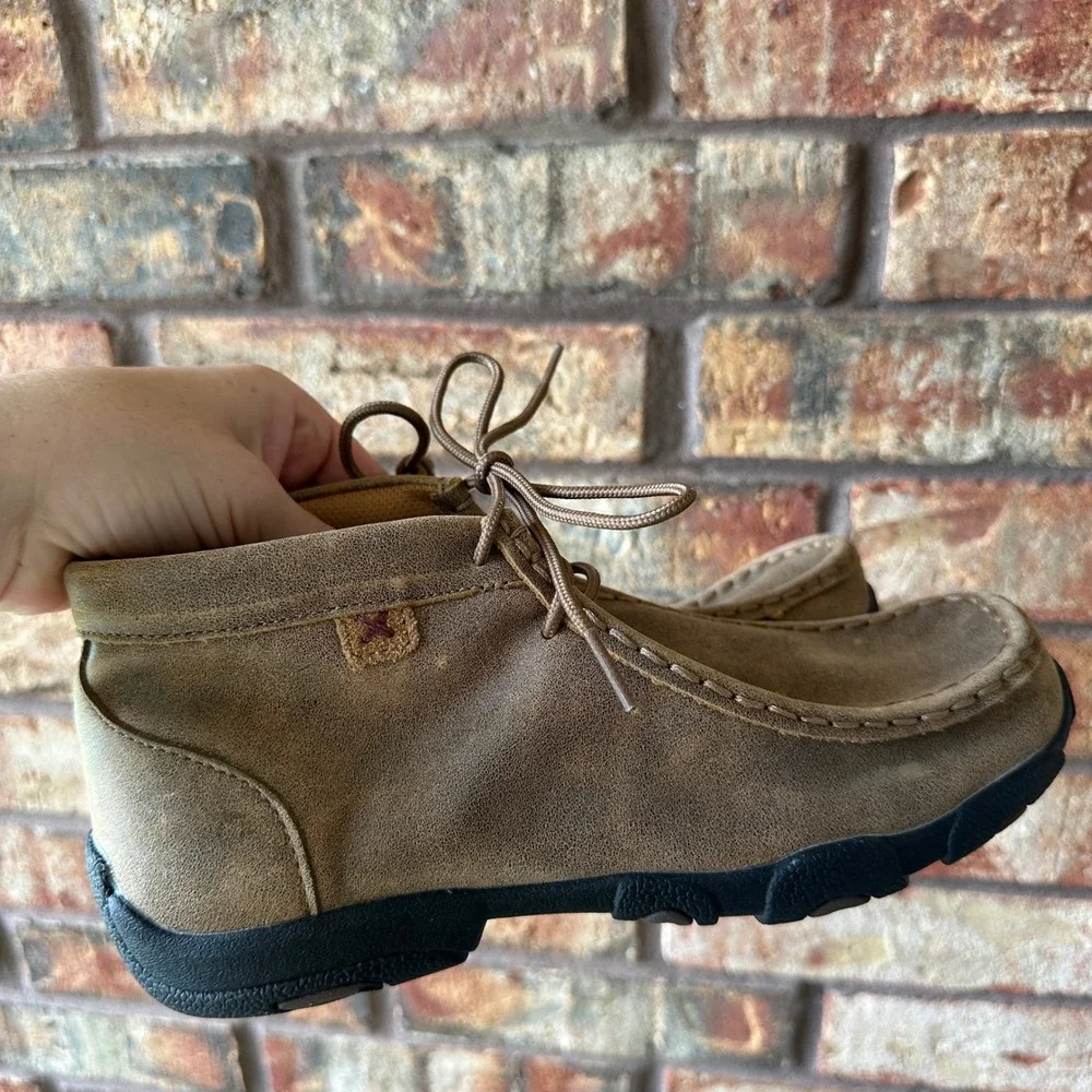 Twisted X Kids Driving Moc Shoes YDM0001 Brown Distressed Leather Size 4M